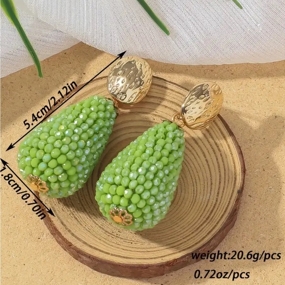 Pink Hand Wrapped Crystal Bead Drop Earrings - Picture 3 of 3